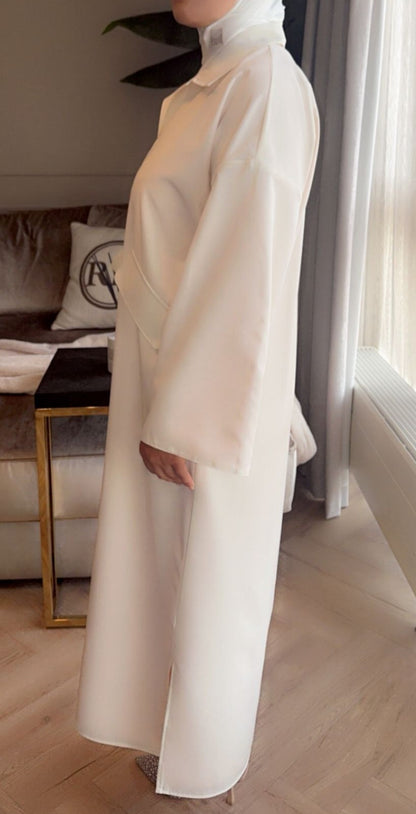 "Pearla Jurk wit maat M – midi jurk voor bruiloft of diner"