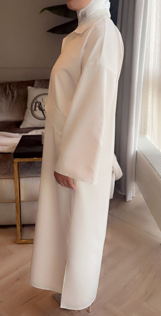 "Pearla Jurk wit maat M – midi jurk voor bruiloft of diner"