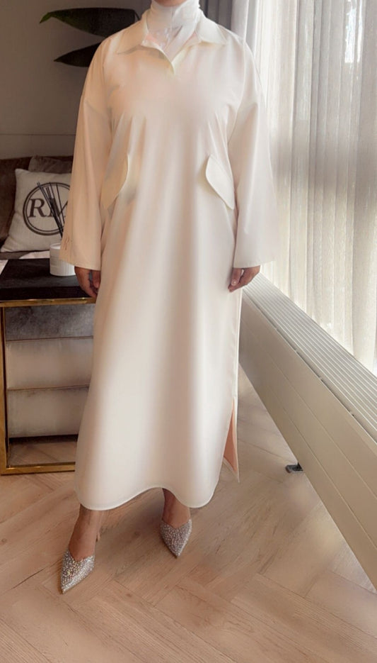 "Pearla Jurk wit maat S – elegante feestjurk Perlevoilée"