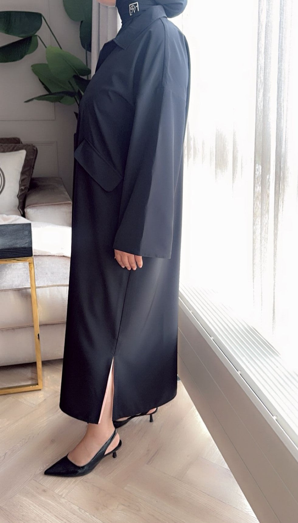 "Pearla Jurk zwart maat M – elegante midi jurk voor avondfeest"