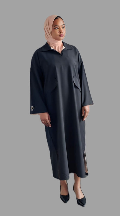 [Pearla] elegante - damesjurk - cocktailjurk- feestjurk- wit - zwart- midi jurk (kopie)